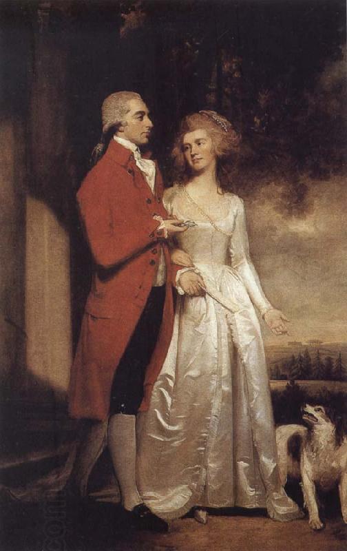 George Romney Sir Christopher and Lady Sykes strolling in the garden at Sledmere oil painting picture